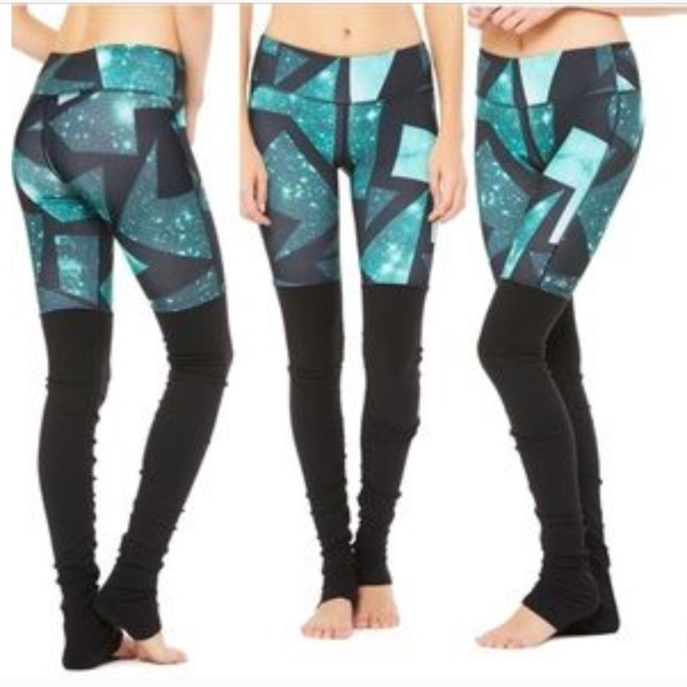 Alo Goddess Legging island green/black space sz M